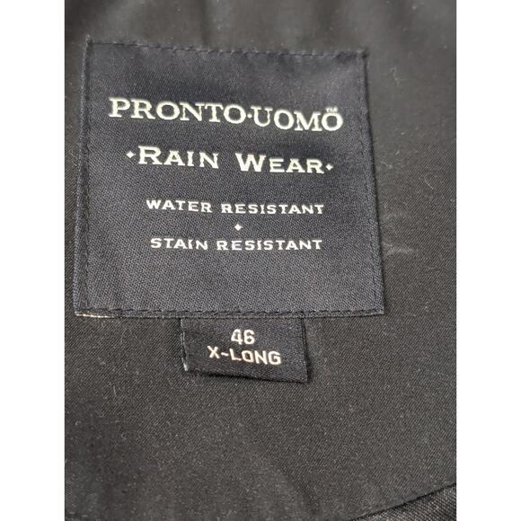 Pronto-Uomo Mens Trenchcoat Raincoat Mac Jacket Black 46 ExLong Removable Lining - Picture 3 of 13
